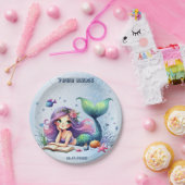 Geburtstagspartei Aquarell Meerjungfrau Meerjungfr Pappteller (Party)
