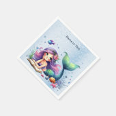 Geburtstagspartei Aquarell Meerjungfrau Meerjungfr Serviette (Ecke)