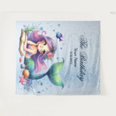 Geburtstagspartei Aquarell Meerjungfrau Meerjungfr Wandteppich (Vorderseite (Horizontal))