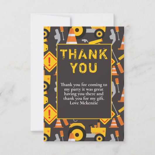 Geburtstagspartei Baugewerbe Dankeskarte (Vorderseite)