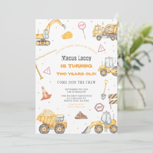 Geburtstagspartei Baugewerbe Einladung (Stehend Vorderseite)