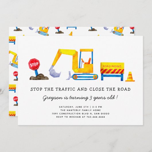 Geburtstagspartei Baugewerbe Einladung (Vorne/Hinten)