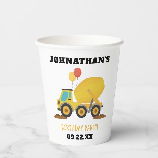 Geburtstagspartei Baugewerbe Pappbecher (Rückseite)