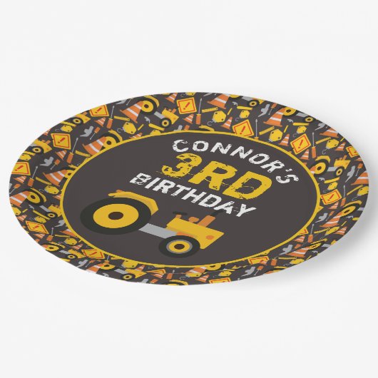 Geburtstagspartei Baugewerbe Pappteller (Schrägansicht)