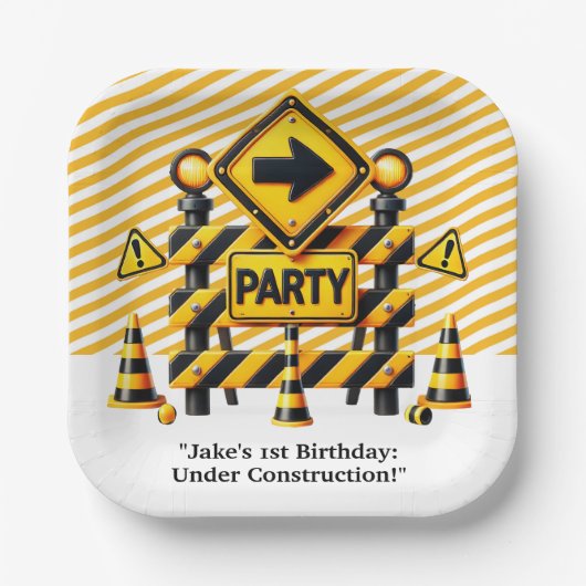 Geburtstagspartei Baugewerbe Pappteller (Vorderseite)