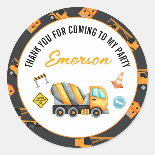 Geburtstagspartei Baugewerbe Runder Aufkleber (Vorderseite)