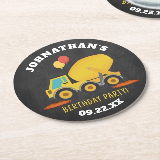 Geburtstagspartei Baugewerbe Runder Pappuntersetzer (Angewinkelt)