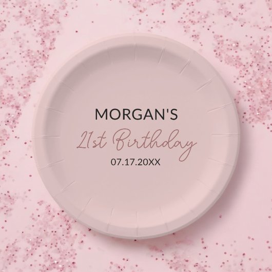 Geburtstagspartei Blass Pink Niedlicher Name Pappteller