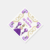 Geburtstagspartei Blonde Prinzessin Lila Serviette (Ecke)