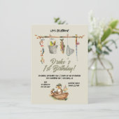 Geburtstagspartei der Angeln-Clothesline Einladung (Stehend Vorderseite)