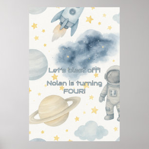 Geburtstagspartei des Kosmischen Weltraums Raket Poster