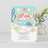 Geburtstagspartei des Meeres und des U-Bootes Einladung (Stehend Vorderseite)