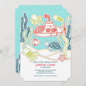 Geburtstagspartei des Meeres und des U-Bootes Einladung (Vorne/Hinten)