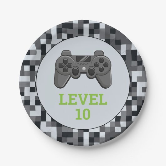 Geburtstagspartei des Video Game Level Up Controll Pappteller (Vorderseite)