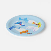 Geburtstagspartei des Vintagen Flugzeugs Aviator Pappteller (Schrägansicht)