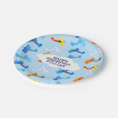 Geburtstagspartei des Vintagen Flugzeugs Aviator Pappteller (Schrägansicht)