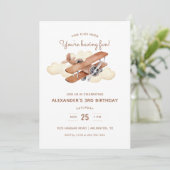 Geburtstagspartei des Vintagen Flugzeugs Einladung (Stehend Vorderseite)