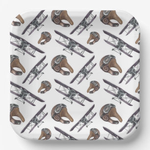 Geburtstagspartei des Vintagen Flugzeugs Pappteller