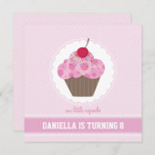 GEBURTSTAGSPARTEI ERSUCHT:: Cupcake 6SQ Einladung (Vorne/Hinten)