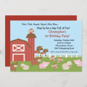 Geburtstagspartei für Stalltiere Einladung (Vorne/Hinten)