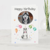 Geburtstagspartei Husky Sibir Hund Tierkarte Karte (Vorderseite)