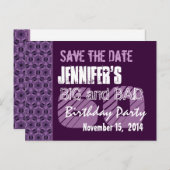 Geburtstagspartei Lila geometrisches Muster Ankündigungspostkarte (Vorne/Hinten)