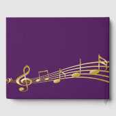 Geburtstagspartei lila Goldname Musiknoten Gästebuch (Rückseite)