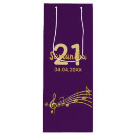 Geburtstagspartei lila Goldname Musiknoten Geschenktüte Für Weinflaschen