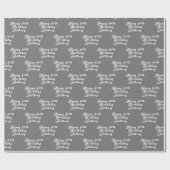 Geburtstagspartei Name Gray Modern Pattern Geschenkpapier (Flach)