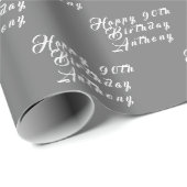 Geburtstagspartei Name Gray Modern Pattern Geschenkpapier (Rolleneckpunkt)