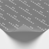 Geburtstagspartei Name Gray Modern Pattern Geschenkpapier (Ecke)