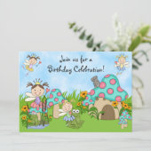 Geburtstagspartei niedlicher Märchenprinzessen und Einladung (Stehend Vorderseite)