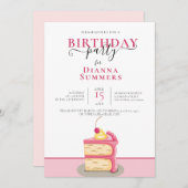 GEBURTSTAGSPARTEI, PINK CAKE ART EINLADUNG (Vorne/Hinten)
