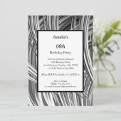 Geburtstagspartei Schwarz-weiße Abstrakte Einladun Einladung (Stehend Vorderseite)