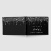 Geburtstagspartei Schwarz-weißer Glitzer Monogramm Gästebuch (Voll)