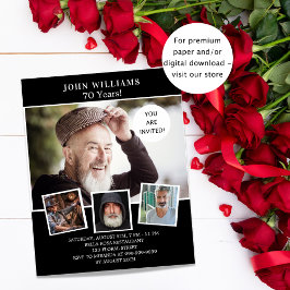 Geburtstagspartei Schwarz-weißes Foto Einladung