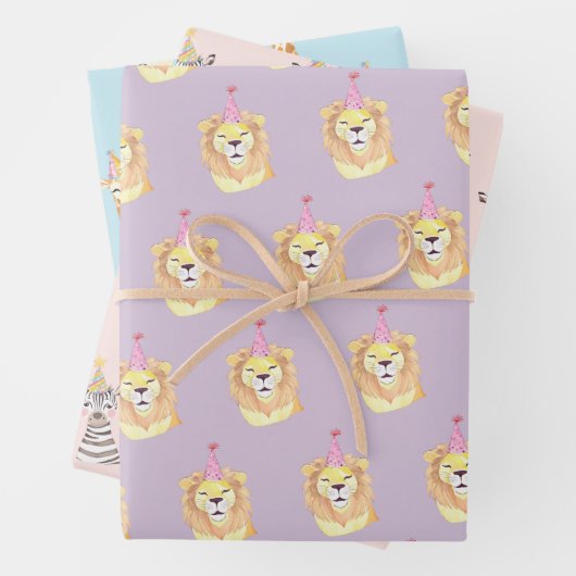 Geburtstagspartei Tierthema Geschenkpapier Set (Beispiel)