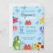 Geburtstagspartei unter dem Meer Whimsikkreaturen Einladung (Vorderseite)