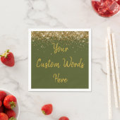 Geburtstagspartei von Custom Olive Green und Gold  Serviette (Beispiel)
