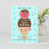 Geburtstagspartei von Eiskrem Einladung (Stehend Vorderseite)