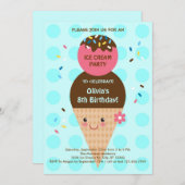 Geburtstagspartei von Eiskrem Einladung (Vorne/Hinten)