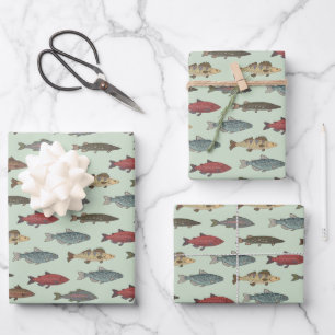 Geburtstagspartei von Fisch Geschenkpapier Set