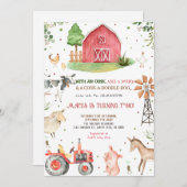 Geburtstagspartei von Landtieren Einladung (Vorne/Hinten)