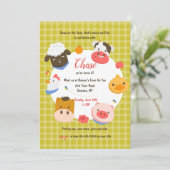 Geburtstagspartei von Landtieren Einladung (Stehend Vorderseite)