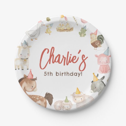 Geburtstagspartei von Landtieren Pappteller (Vorderseite)