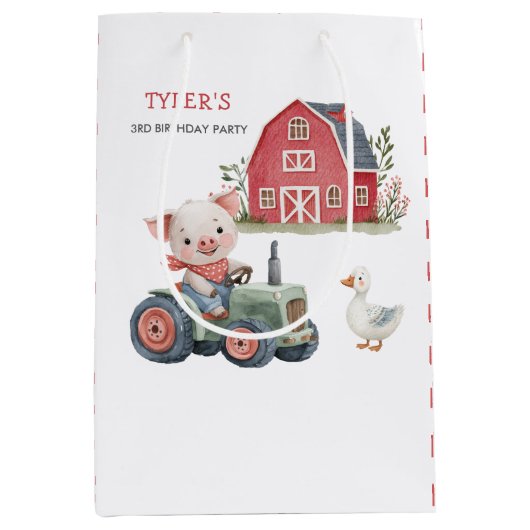 Geburtstagspartei von niedlichen Schweinezüchtern Mittlere Geschenktüte (Vorderseite)