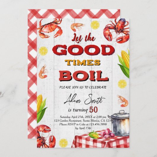 Geburtstagspartei von Seafood Einladung (Vorne/Hinten)