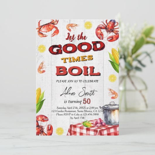 Geburtstagspartei von Seafood Einladung (Stehend Vorderseite)