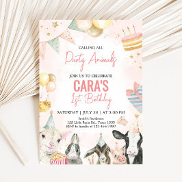 Geburtstagspartei von Tieren aus landwirtschaftlic Einladung