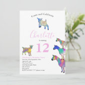 Geburtstagspartei von Ziegengewächshäusern Einladung (Stehend Vorderseite)